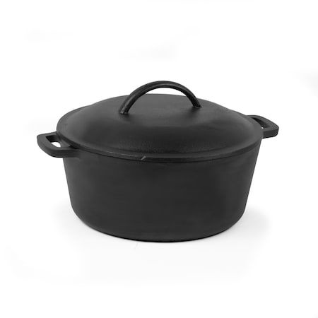 Commercial Chef 5 Quart Cast Iron Dutch Oven with Dome Lid & Handles, Preseasoned CHFL545